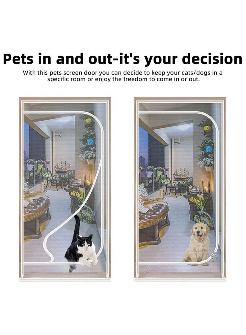 Pet Screen Door, Fly Door,Thickened Cat Resistant Mesh Door with Zipper Closure,Dogs Pets Friendly for Living Room Bedroom Kitchen,Fits Up to 210 x 100cm