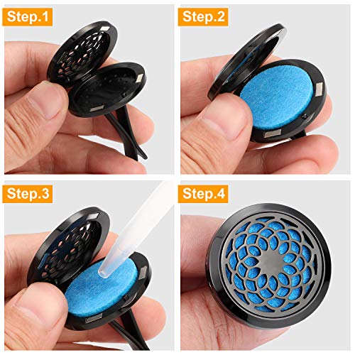 Tatuo 2 Pieces 316L Car Aromatherapy Oil Diffuser Air Freshener with 48 Felt Pad (Cloud, Sunflower Patterns) - Image 4