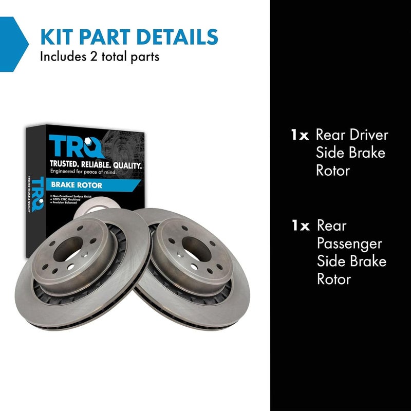 TRQ Rear Brake Rotor Set Solid Compatible with 1999-2009 Saab 9-5 - Image 2