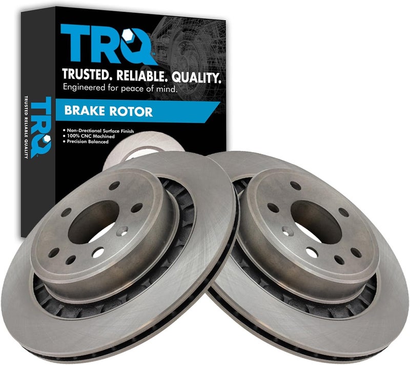 TRQ Rear Brake Rotor Set Solid Compatible with 1999-2009 Saab 9-5 - Image 1