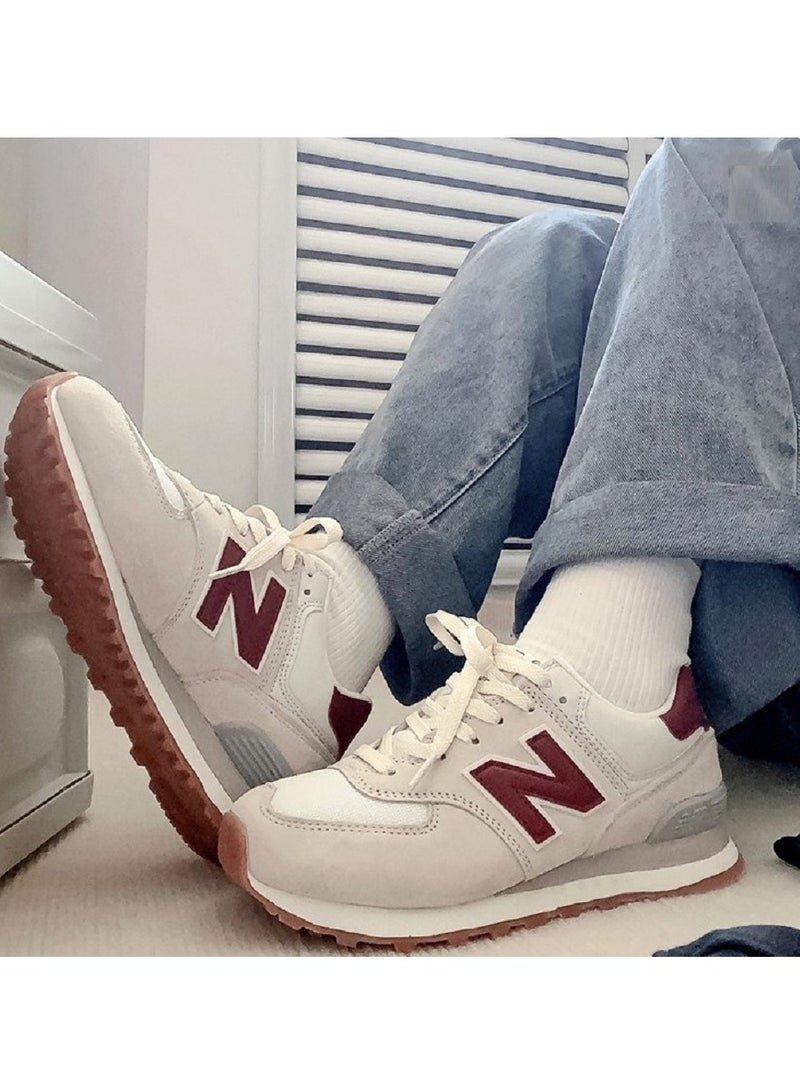 New Balance 574 Low Top Colorblock Sneakers Beige/Red brown  - Image 2