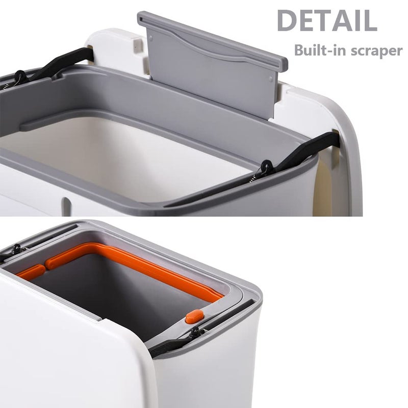 NEEMAY Kitchen Hanging Trash Can 9L with Built-In Trash Bin and Lid - Gray - Image 4