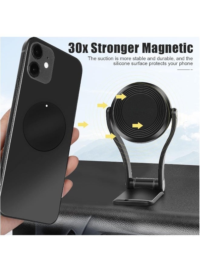 غلو حامل موبايل مغناطيسي للسيارة 2 في 1 لفتحات المكيف او طبلون السيارة، حامل هاتف محمول كاستويف مغناطيسي قوي للغاية للزجاج الامامي ولوحة العدادات والمطبخ لموبايل ايفون وسامسونج الذكية - Image 2