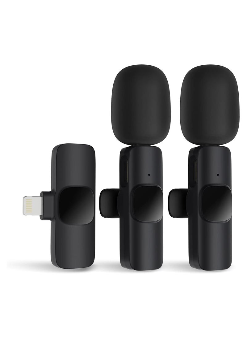 NNEWVANTE ميكروفونات لاسلكية لجهاز iPhone و iPad، ميكروفونات لاسلكية مثبتة، ميكروفونات تسجيل، ميكروفونات لافالير لاسلكية، ميكروفونات صغيرة، ميكروفونات احترافية، ميكروفونات استوديو. - Image 1