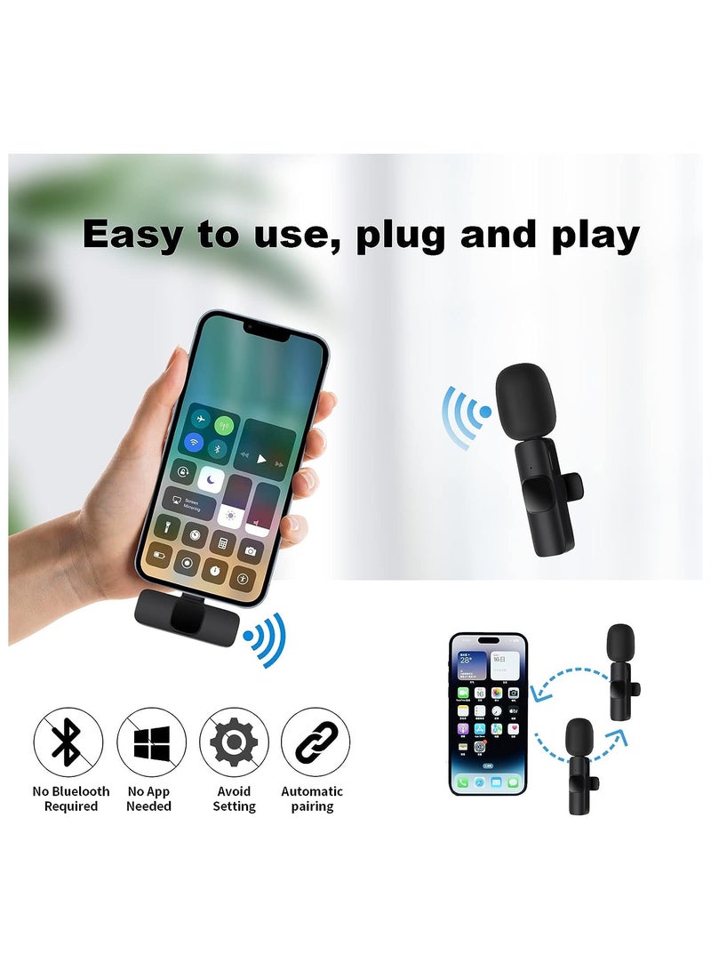 NNEWVANTE ميكروفونات لاسلكية لجهاز iPhone و iPad، ميكروفونات لاسلكية مثبتة، ميكروفونات تسجيل، ميكروفونات لافالير لاسلكية، ميكروفونات صغيرة، ميكروفونات احترافية، ميكروفونات استوديو. - Image 5