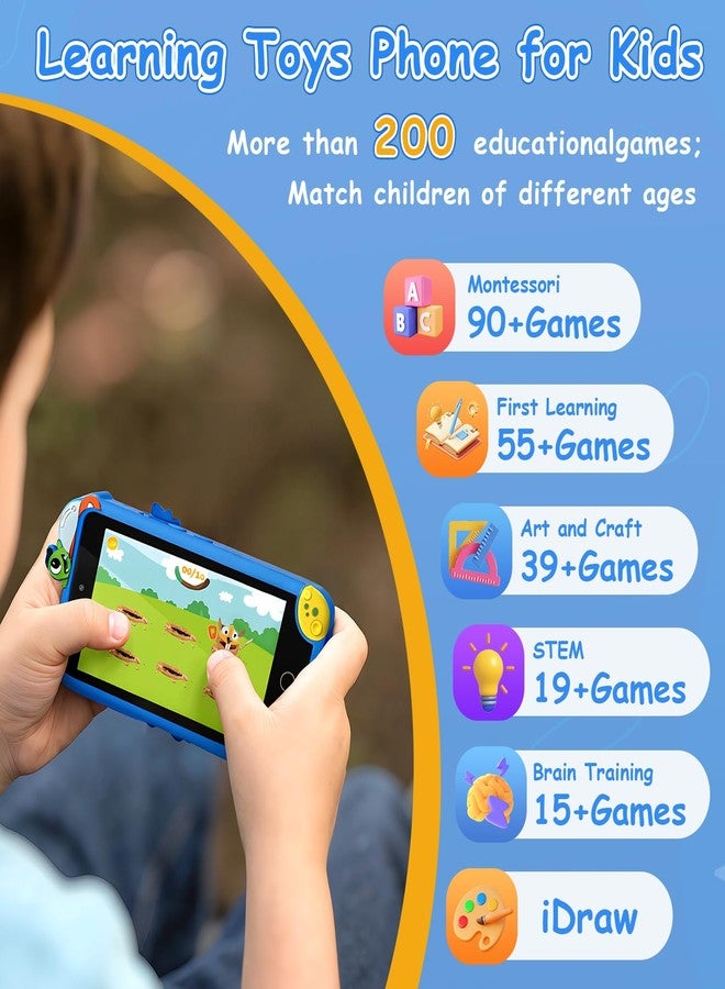 MINIBEAR Kids Toy Smartphone, 3.97" Toddler Dual Camera Learning Toys, 201+ Educational Games Play Phone No WiFi for Girls Boys 3-12 Christmas Birthday Gifts with 32g SD Card (Dinosaur) - Image 2