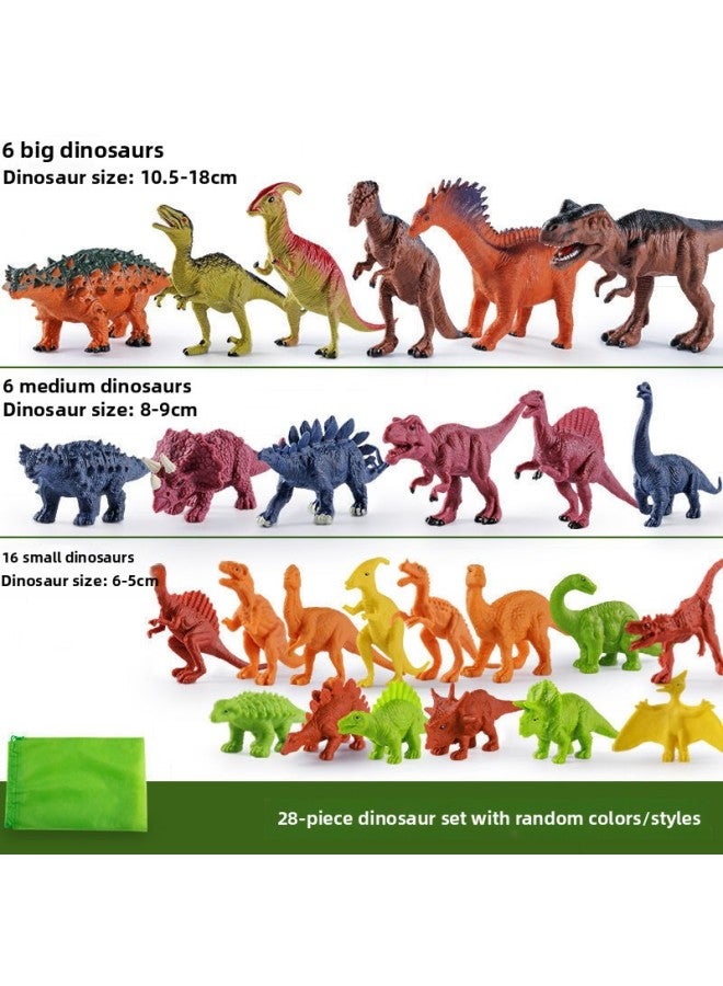 Simulation Dinosaur Toy Plastic Large Tyrannosaurus Rex Triceratops Animal Model Boys And Girls First Year Birthday Gift-Color:28 Piece Dinosaur (Bag) - Image 1