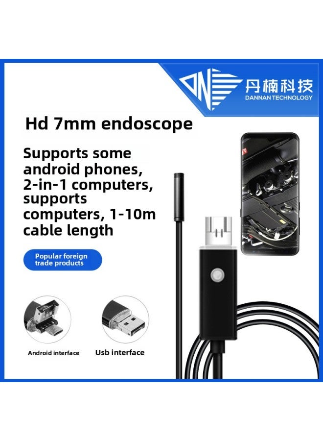 Spot HD Android Mobile Phone Computer 2-in -1 Industrial Endoscope Pipeline Auto Repair Waterproof Macro Camera-Color:Black 1m Flexible Cord - Image 1