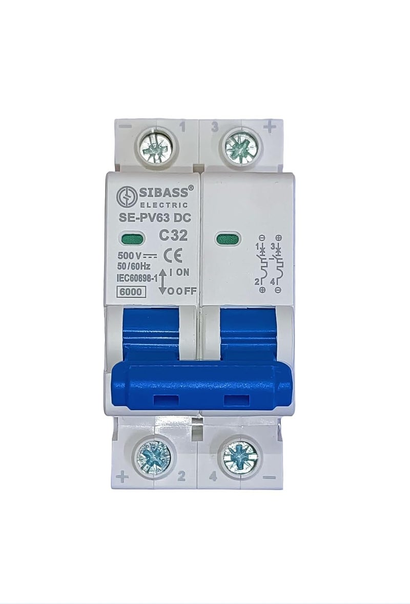 ASPA قاطع دائرة مصغر DC من Aspa 2 قطب 500V 32A SIBASS - Image 1