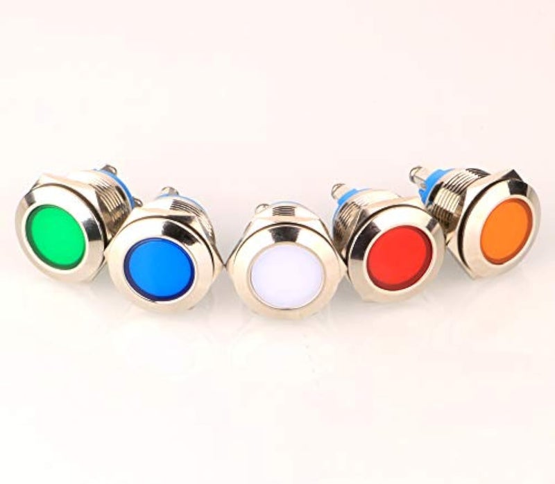 Gebildet 5pcs 19mm 230V/AC Stainless Steel Waterproof LED Indicator Light Screw Terminals Metal Shell Pilot Custom Dash Signal Lamp - Image 1