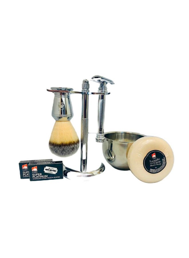 G.B.S .B.S Men'S Shaving Set Double Edge Safety Razor Mk 38 Made In Soligen Germany Shaving Brush Dual Stand Chrome Shaving Bowl Natural Shave Soap Double Edge Safety Razor Blades - Image 1