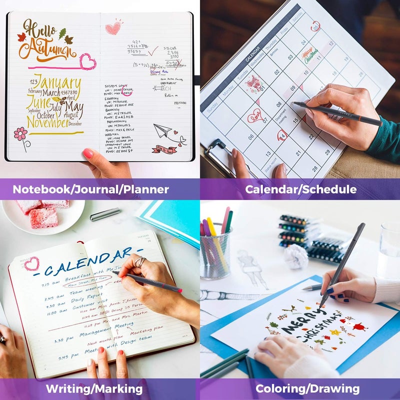 iBayam Journal Planner Pens Colored Pens, Office Supplies, Fine Point Fineliner Drawing Art Markers for Bullet Journaling Scrapbooking Notebook Writing Note Taking Calendar Stationary, 18-Color - Image 5