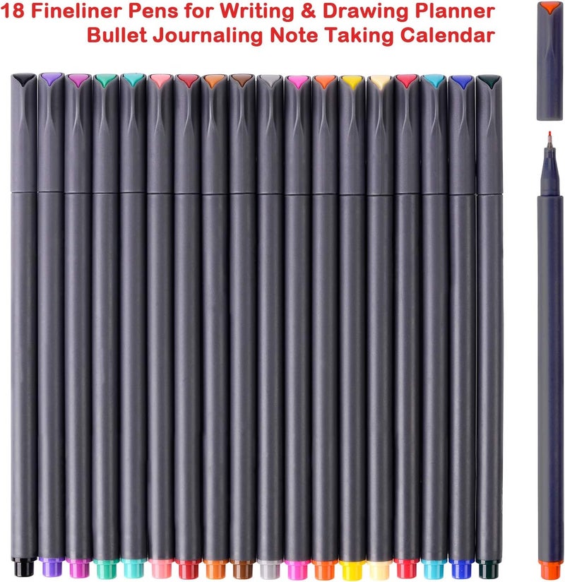 iBayam Journal Planner Pens Colored Pens, Office Supplies, Fine Point Fineliner Drawing Art Markers for Bullet Journaling Scrapbooking Notebook Writing Note Taking Calendar Stationary, 18-Color - Image 2