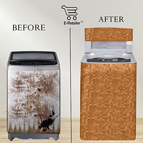 E-Retailer®Waterproof PVC Top Load Washing Machine Cover With Zip Enclosure Suitable For 5kg to 8kg (Color-Orange, Size-23x23x35 Inches) - Image 4