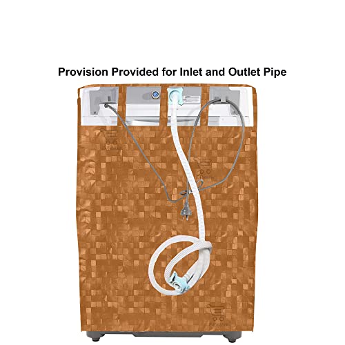E-Retailer®Waterproof PVC Top Load Washing Machine Cover With Zip Enclosure Suitable For 5kg to 8kg (Color-Orange, Size-23x23x35 Inches) - Image 2