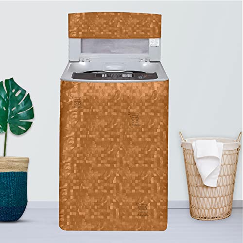 E-Retailer®Waterproof PVC Top Load Washing Machine Cover With Zip Enclosure Suitable For 5kg to 8kg (Color-Orange, Size-23x23x35 Inches) - Image 1