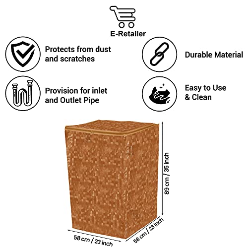 E-Retailer®Waterproof PVC Top Load Washing Machine Cover With Zip Enclosure Suitable For 5kg to 8kg (Color-Orange, Size-23x23x35 Inches) - Image 3