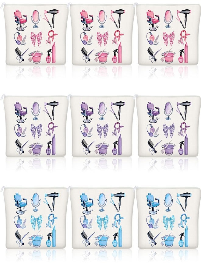 Reginary 9 Pcs Christmas Hairstylist Gifts Favors Hairstylist Makeup Bags Hairdresser Toiletry Bag Cosmetology Cosmetic Pouch Gifts for Cosmetology Student Teacher Men Women Holiday Party Supplies - Image 1