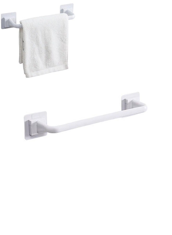 حامل مناشف جداري قطعة واحدة – رف مناشف ذاتي اللصق للحمام/المطبخ، حامل شبشب، منظم (أبيض34 سم L) - Image 1