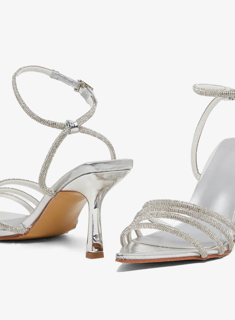 Styli Ankle Strap Embellished Stiletto Heel Sandals - Image 3