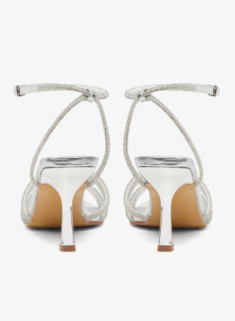 Styli Ankle Strap Embellished Stiletto Heel Sandals - Image 4