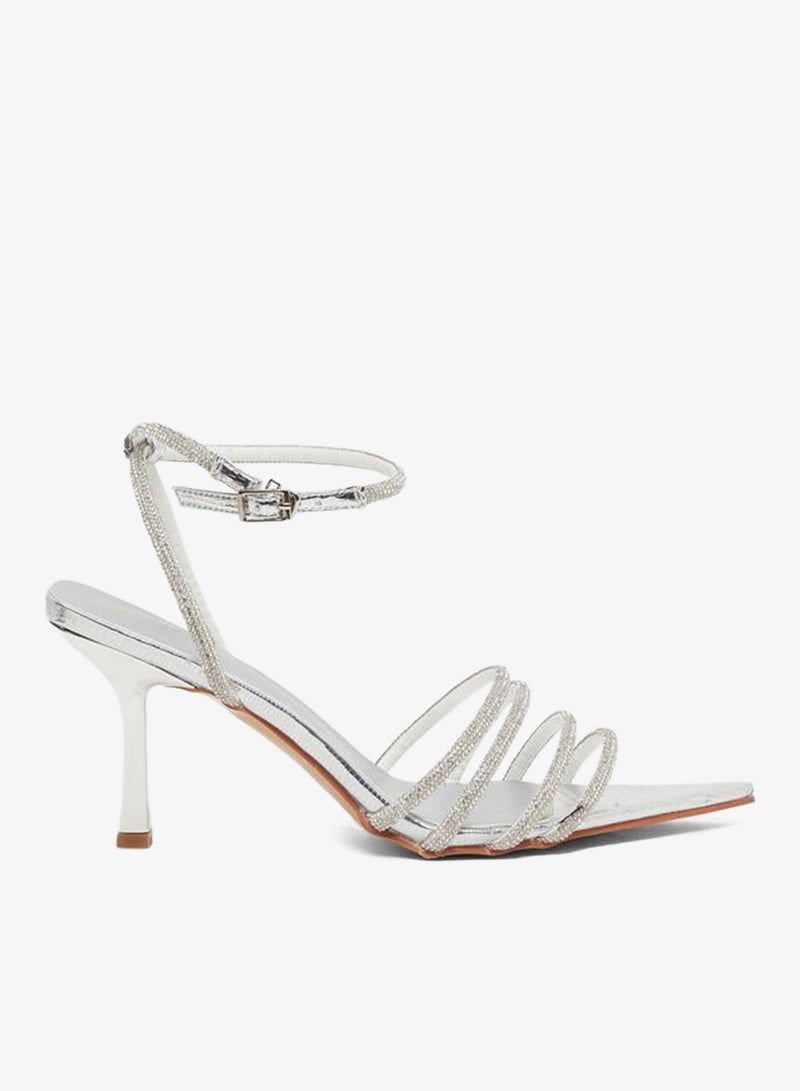 Styli Ankle Strap Embellished Stiletto Heel Sandals - Image 1