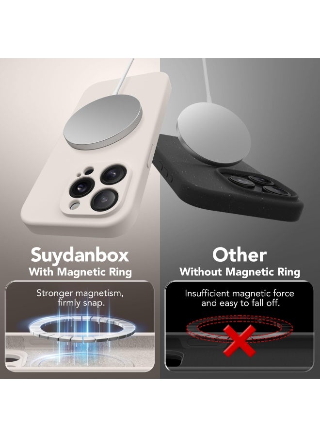 SUYDANBOX Magnetic for iPhone 14 Pro Max Case, Compatible with MagSafe, [Full Camera Protection][Screen Protector] Silicone Shockproof Protective Phone Case for iPhone 14 Pro Max 6.7", Off White - Image 5