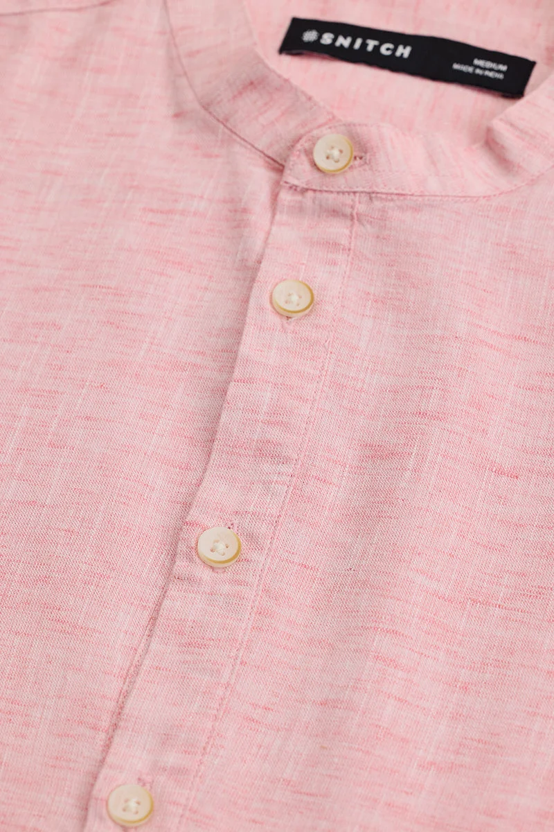 SNITCH Light Pink Textured Long Sleeve Slim Fit Shirt