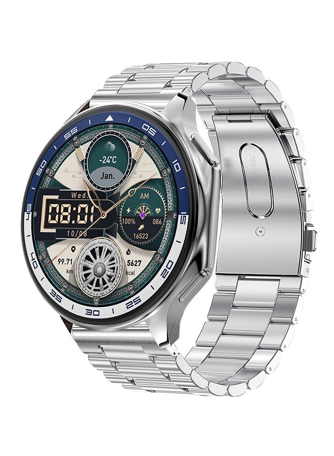 RollsTimi  Men's Bluetooth Smart Watch, 1.43-Inch Full-Screen Touch, Long Battery Life, Sports Mode, Heart Rate and Sleep Monitoring, Language Selection and Other Functions, DT Watch X Silver Steel Band. - Image 1