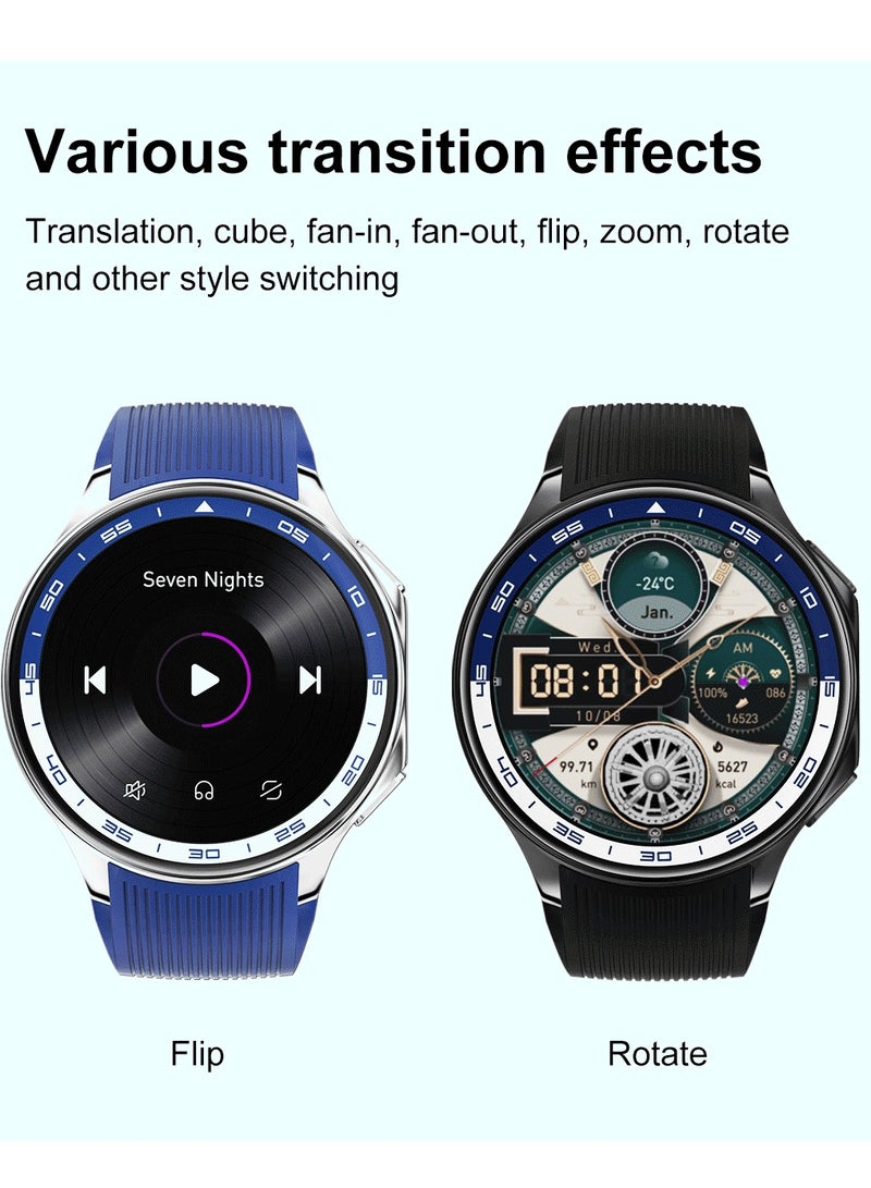 RollsTimi  Men's Bluetooth Smart Watch, 1.43-Inch Full-Screen Touch, Long Battery Life, Sports Mode, Heart Rate and Sleep Monitoring, Language Selection and Other Functions, DT Watch X Silver Steel Band. - Image 5