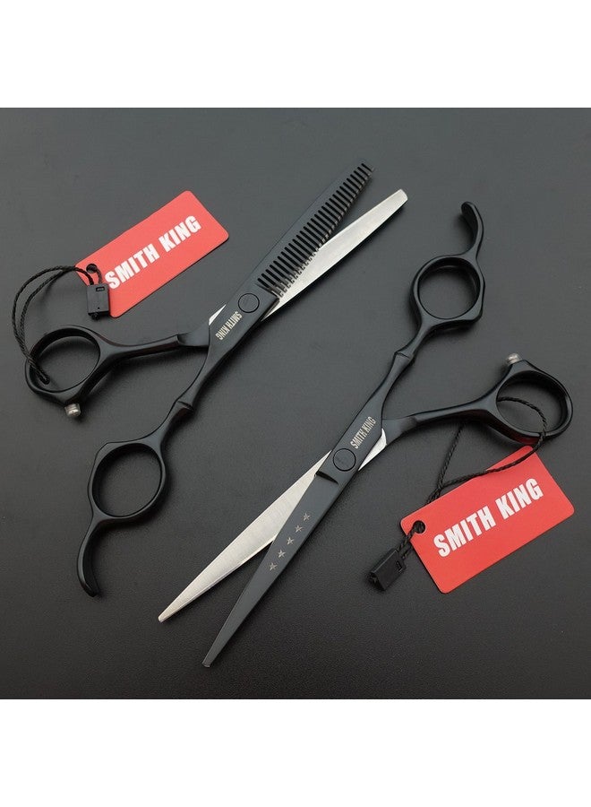Smithking 6.0 Inches Professional hair cutting thinning scissors set with razor (Black) - Image 3