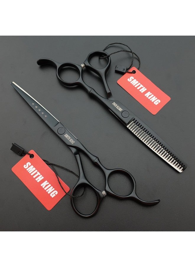 Smithking 6.0 Inches Professional hair cutting thinning scissors set with razor (Black) - Image 2