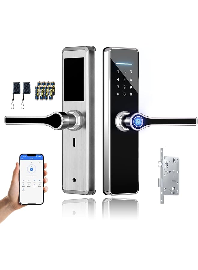 PROMASS PROMASS Smart Door Lock,Bluetooth Electronic Deadbolt, Easy Installation for Front Door, Home, Office, TT Lock APP Control, Door Lock with 4585 Mortise（GDH5-Silver）  - Image 1