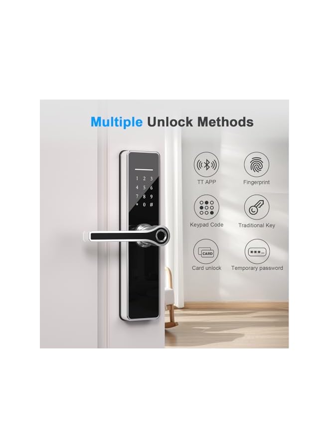 PROMASS PROMASS Smart Door Lock,Bluetooth Electronic Deadbolt, Easy Installation for Front Door, Home, Office, TT Lock APP Control, Door Lock with 4585 Mortise（GDH5-Silver）  - Image 2