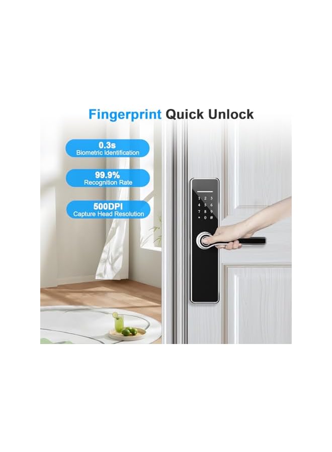 PROMASS PROMASS Smart Door Lock,Bluetooth Electronic Deadbolt, Easy Installation for Front Door, Home, Office, TT Lock APP Control, Door Lock with 4585 Mortise（GDH5-Silver）  - Image 3