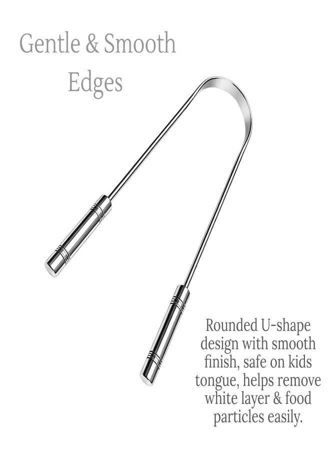 FLASHFOX Premium Stainless Steel Tongue Cleaner for Kids (2-5 Years) | Smooth & Safe Tongue Scraper | Fresh Breath & Better Oral Hygiene (1, For Kids) - Image 2