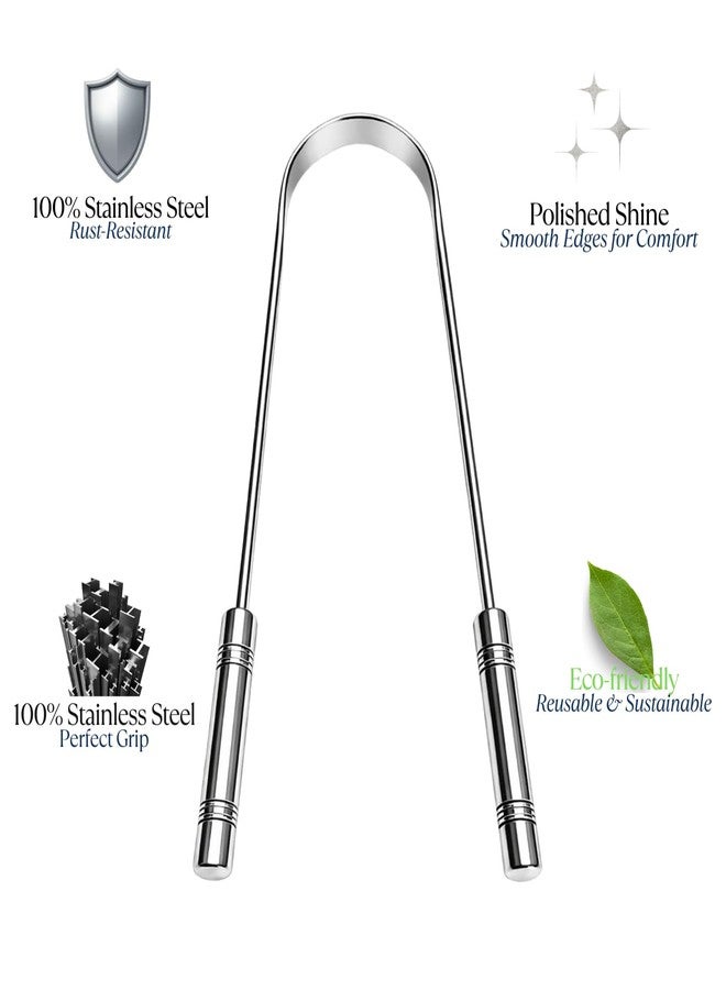 FLASHFOX Premium Stainless Steel Tongue Cleaner for Kids (2-5 Years) | Smooth & Safe Tongue Scraper | Fresh Breath & Better Oral Hygiene (1, For Kids) - Image 3