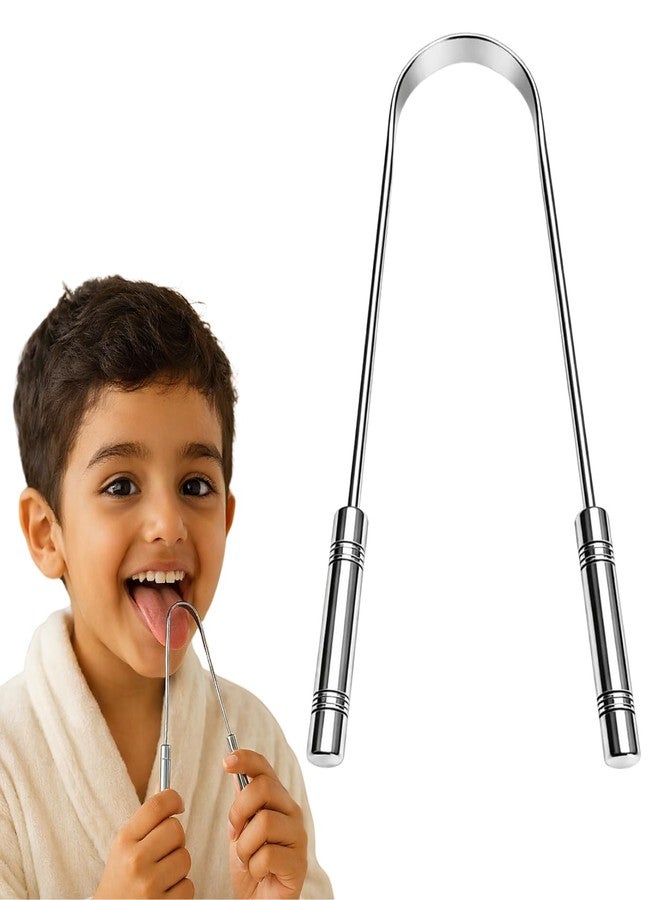 FLASHFOX Premium Stainless Steel Tongue Cleaner for Kids (2-5 Years) | Smooth & Safe Tongue Scraper | Fresh Breath & Better Oral Hygiene (1, For Kids) - Image 1