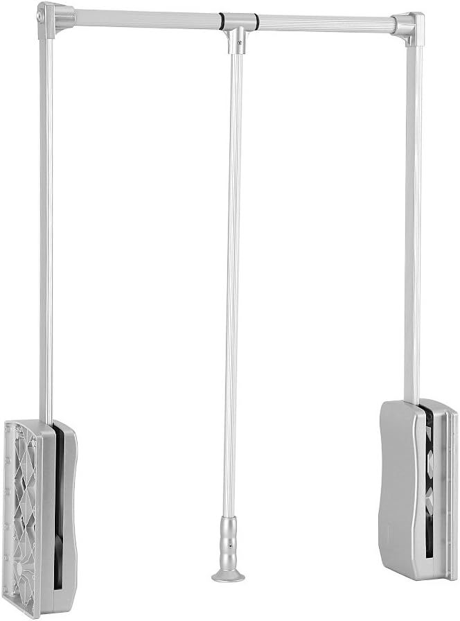 woobles Pull Down Closet Rod Wardrobe Clothes Hanger Rail Lift Closet System Storage Organizer Soft Close Aluminium Garment Hanging Rack for Soft Return Space Saving (Adjustable Width 23.62-33.86inch)- - Image 1