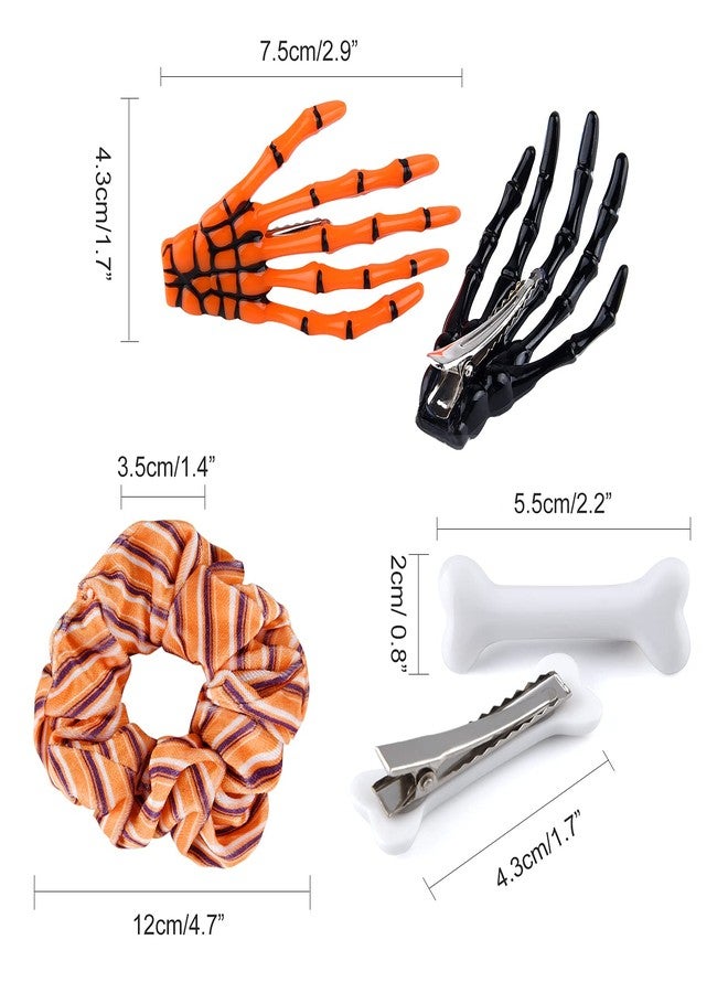 ASTARON 12 Pcs Skeleton Hands Bone Hair Clips and Elastic Hair Ties Bands - Horror Hair Clip for Women Girls' Halloween Dress Up - Image 4