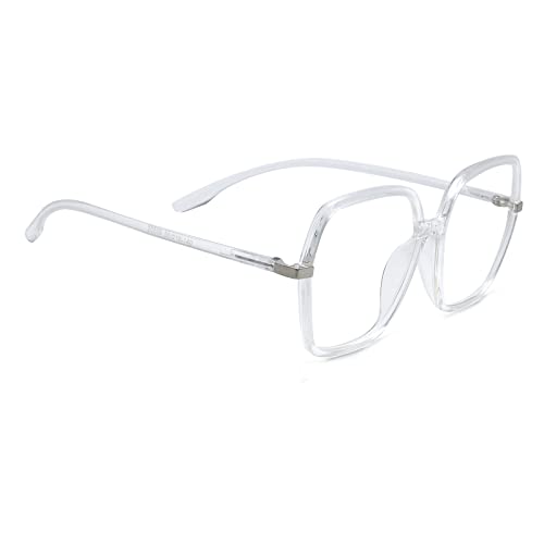 Peter Jones Oversized Square Transparent Blue Light Blocking Computer Glasses for Women/Girls (AG20509T) - Image 3