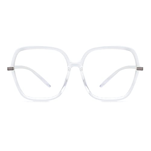 Peter Jones Oversized Square Transparent Blue Light Blocking Computer Glasses for Women/Girls (AG20509T) - Image 1