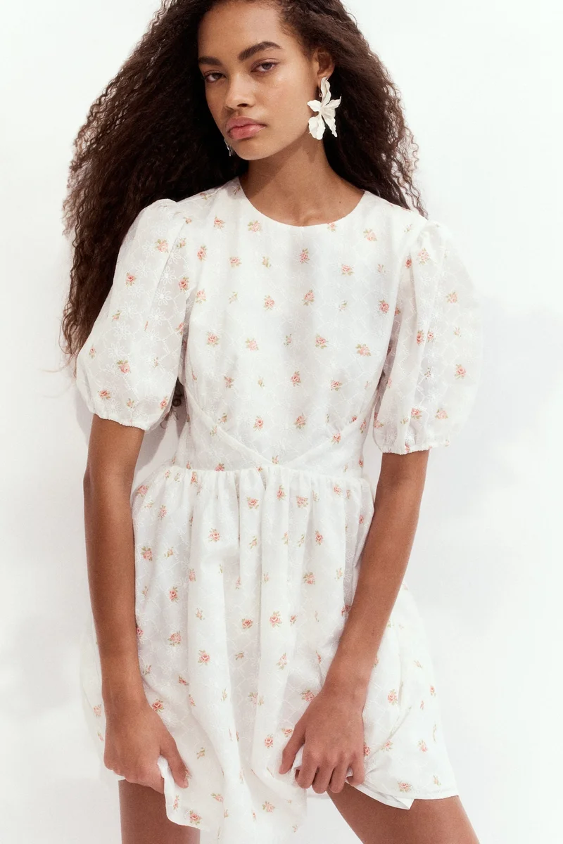 H&M Embroidered open-back dress