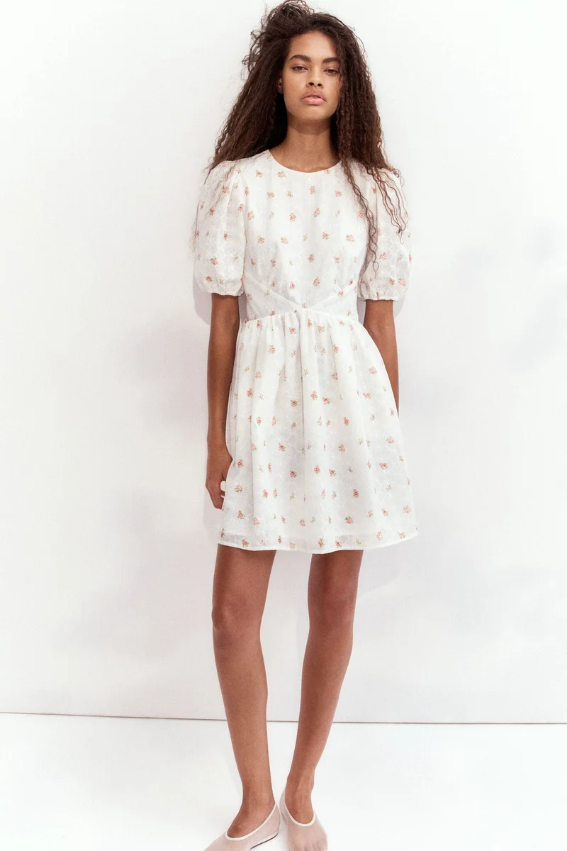 H&M Embroidered open-back dress