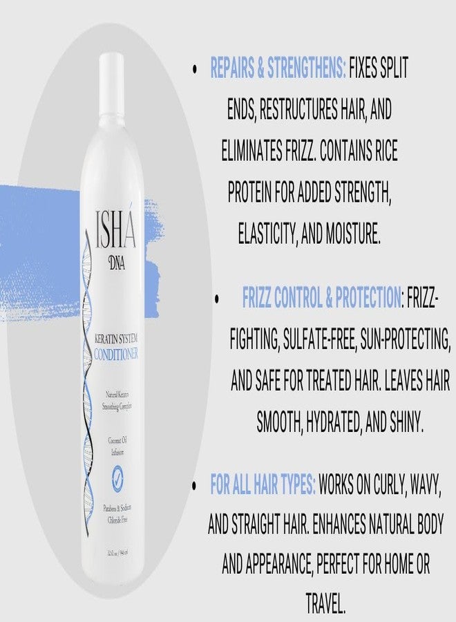 ISHA DNA Keratin Treatment System Conditioner - Sulfate and Parabens Free - Perfect for Keratin Treated Hair - Infused with Coconut Oil - For All Hair Types. (32 Fl Oz.) - Image 3