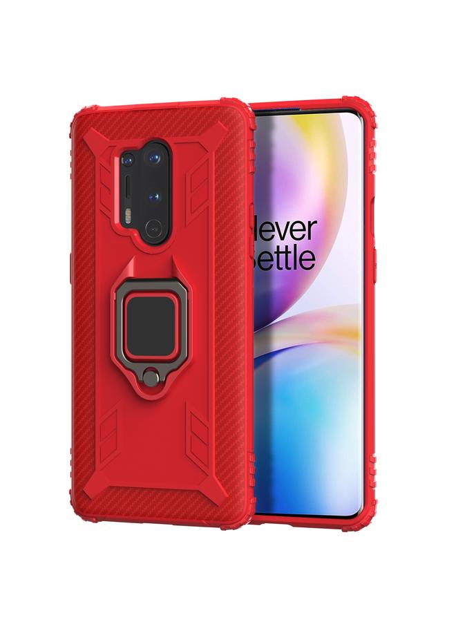 اس-توب جراب لهاتف OnePlus 8 Pro مصنوع من ألياف الكربون مع حامل حلقي يدور 360 درجة - Image 2