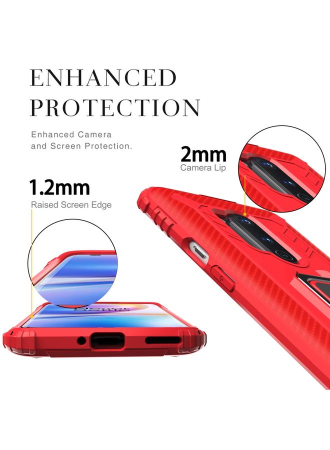 اس-توب جراب لهاتف OnePlus 8 Pro مصنوع من ألياف الكربون مع حامل حلقي يدور 360 درجة - Image 3