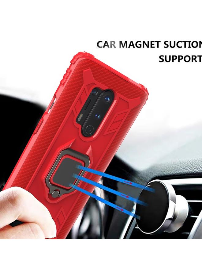 اس-توب جراب لهاتف OnePlus 8 Pro مصنوع من ألياف الكربون مع حامل حلقي يدور 360 درجة - Image 4