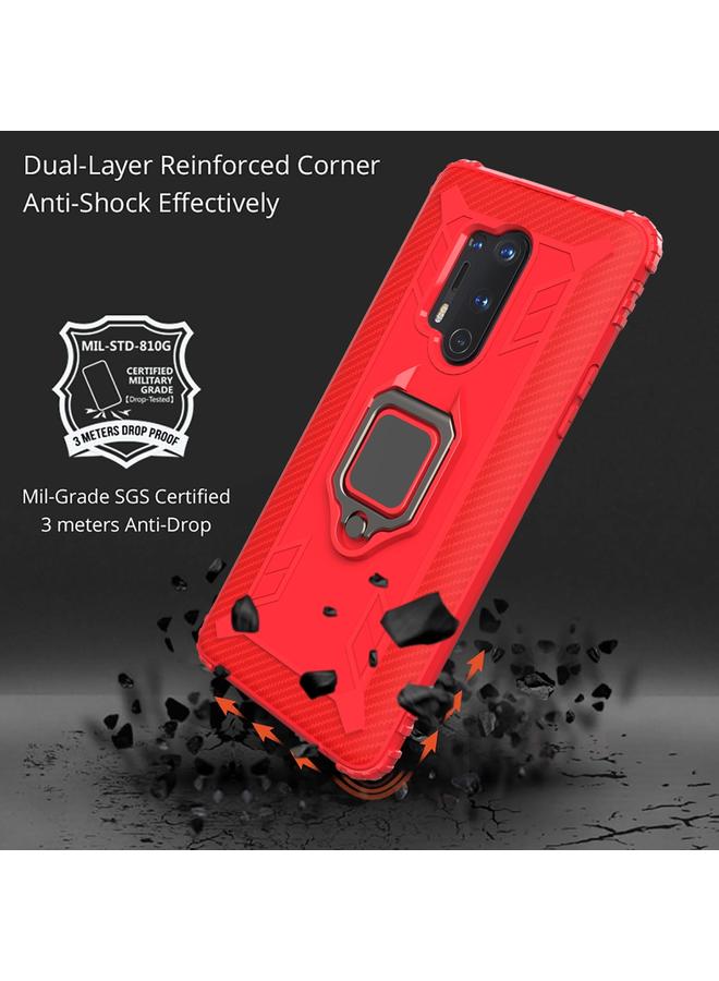 اس-توب جراب لهاتف OnePlus 8 Pro مصنوع من ألياف الكربون مع حامل حلقي يدور 360 درجة - Image 5