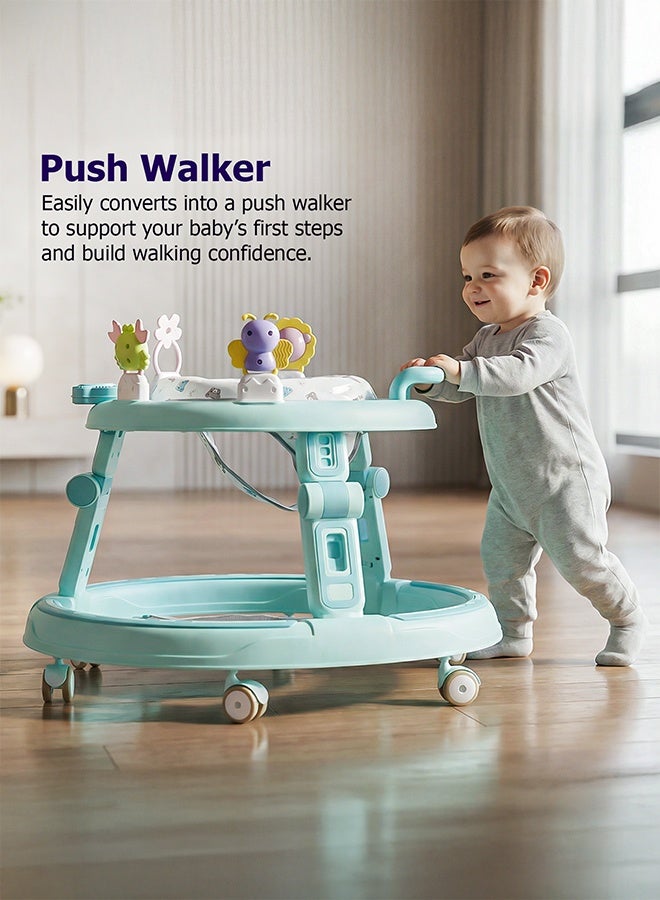 بيبي مشاية الأطفال 2 في 1 من بايبي للأطفال، مشاية مستديرة للأطفال مع مقبض دفع، مقعد قابل للدوران 360 درجة، شريط ألعاب موسيقية وسجادة قدم | مشاية أنشطة الأطفال | مشاية الدفع للأطفال الأولاد والبنات من عمر 6 إلى 24 شهرًا باللون الأزرق الفاتح - Image 3